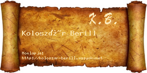 Koloszár Berill névjegykártya